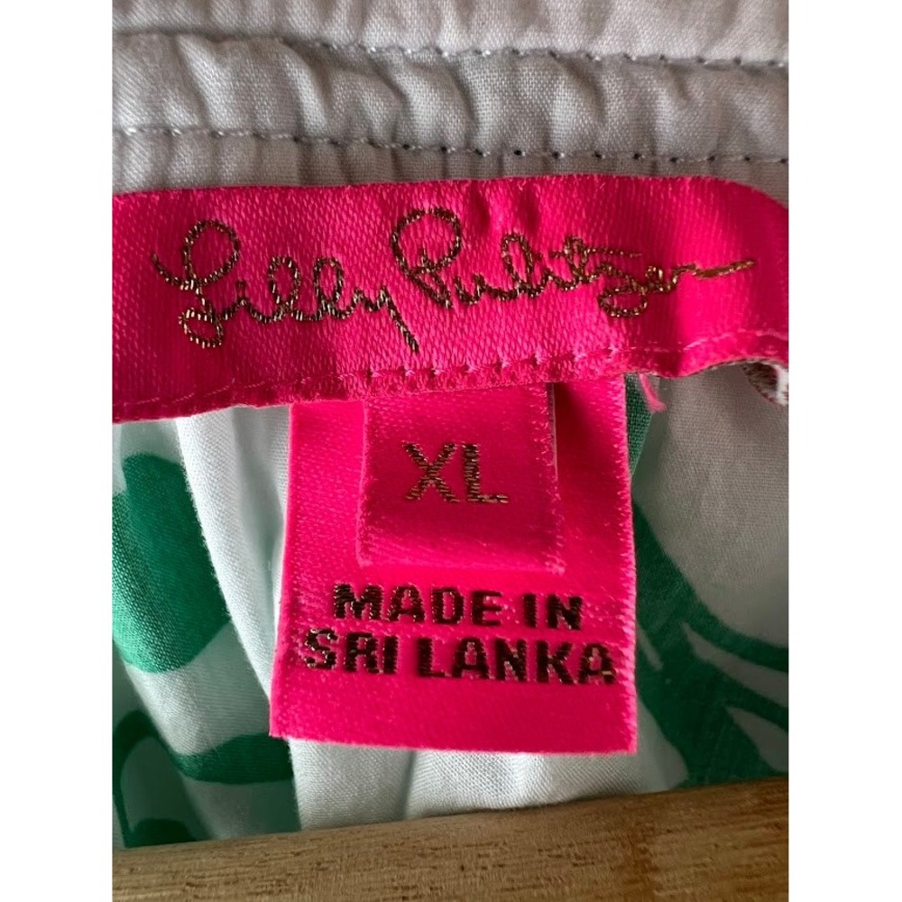 Lilly Pulitzer Camryn Tunic Green White Floral Blouse XL Long Sleeve - Picture 4 of 8